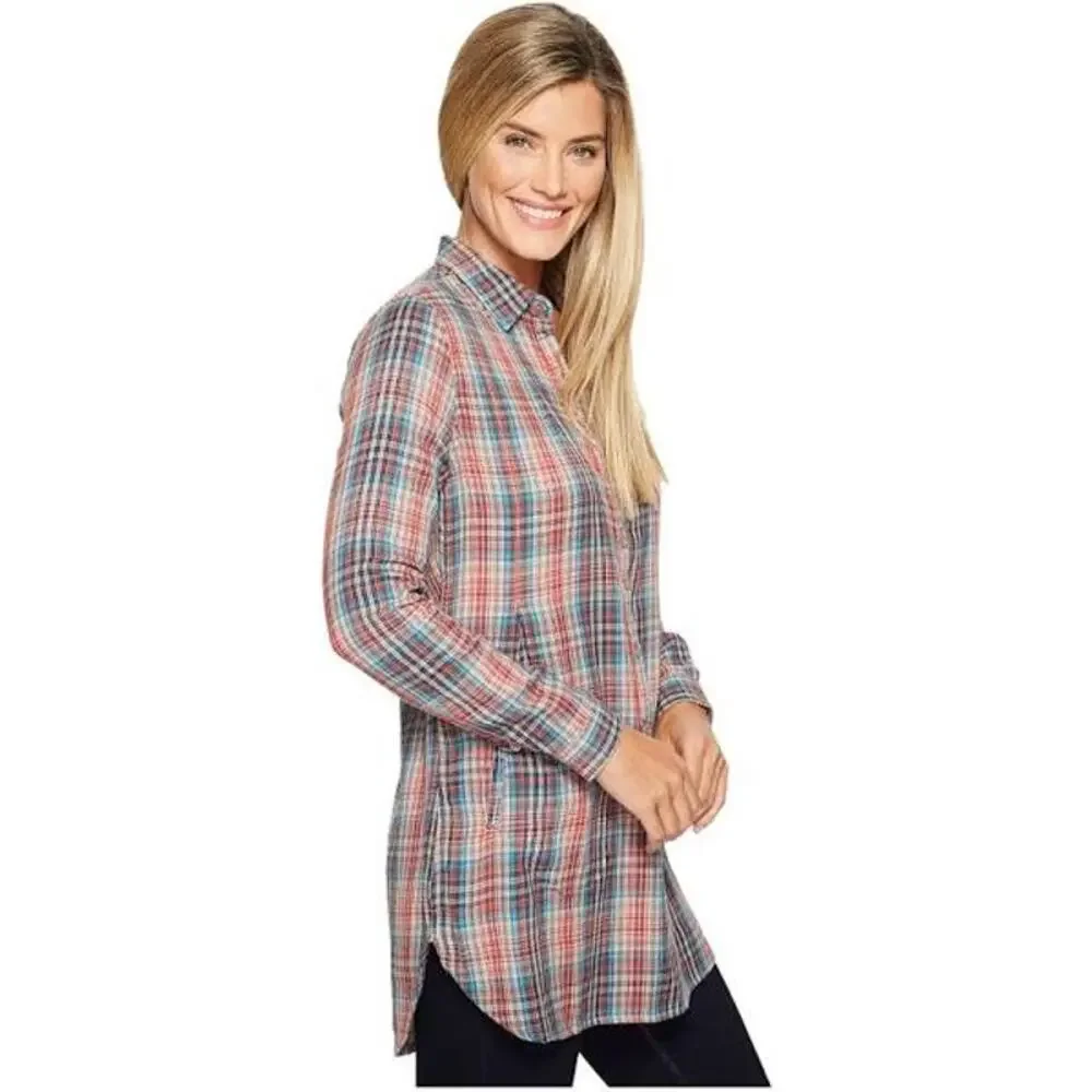 Toad & Co Mixo Plaid Tunic in Hydro Sz XS Organic Cotton Comfortable Casual Cozy